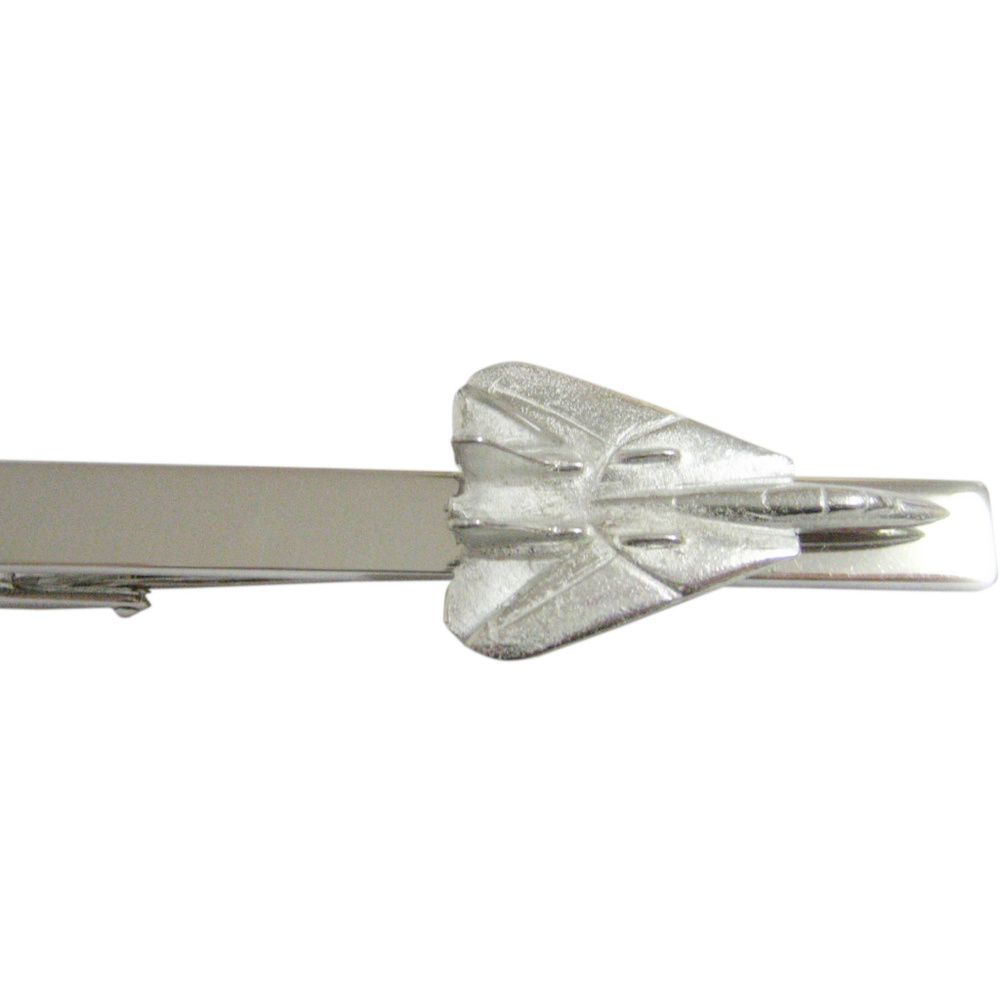 Silver Toned Tomcat Fighter Plane Square Tie Clip